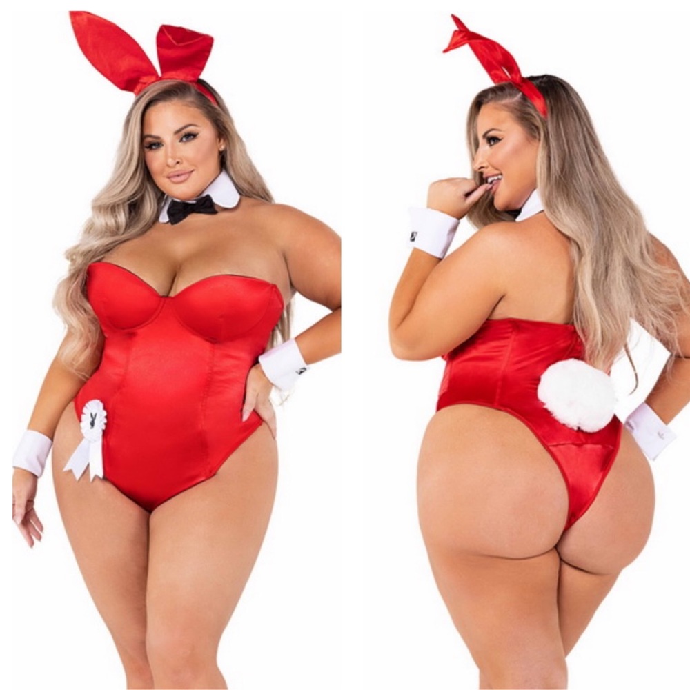 Playboy Red Classic Playboy Bunny Halloween Adult Costume Plus Size 1X